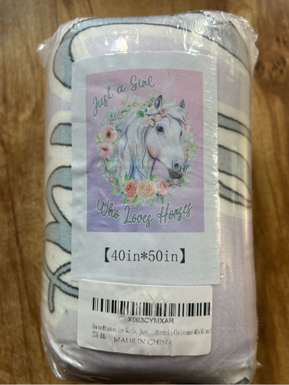 Amazon Pink/Purple Horse Floral Throw Blanket